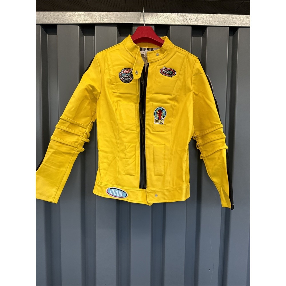 Kill Bill Vol I &II Miramax Uma Costume Jacket Faux Leather Yellow Sz M Cosplay